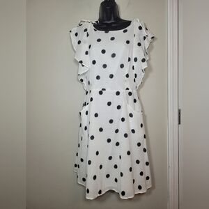 A New Day 100% Cotton Polka Dot Knee Length Dress sz M